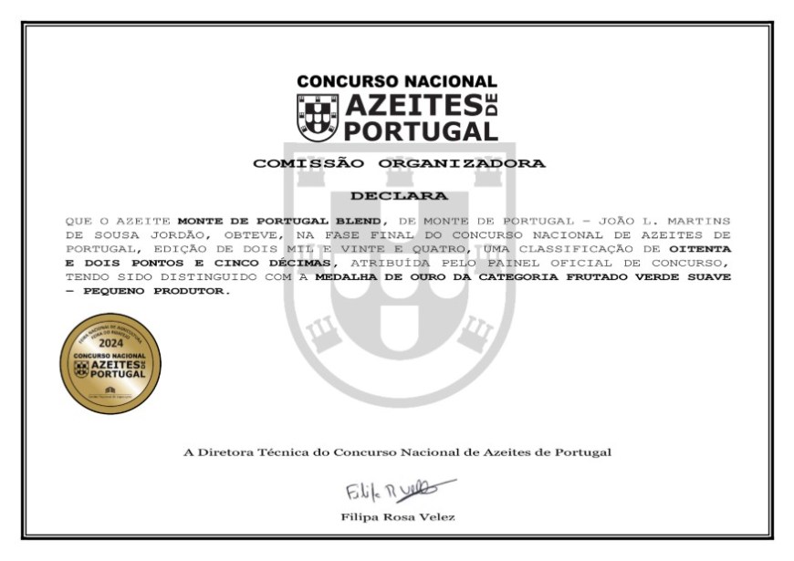 Azeite Monte de Portugal Blend - Ouro no CNAP